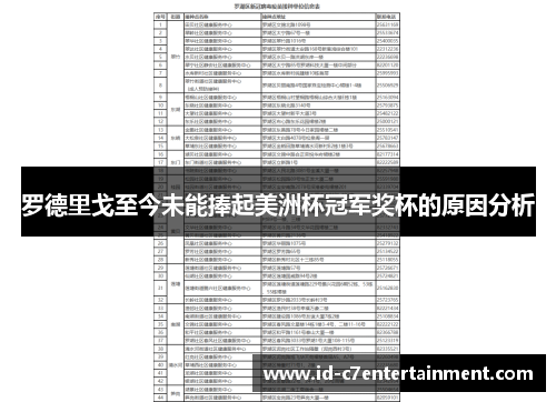 罗德里戈至今未能捧起美洲杯冠军奖杯的原因分析
